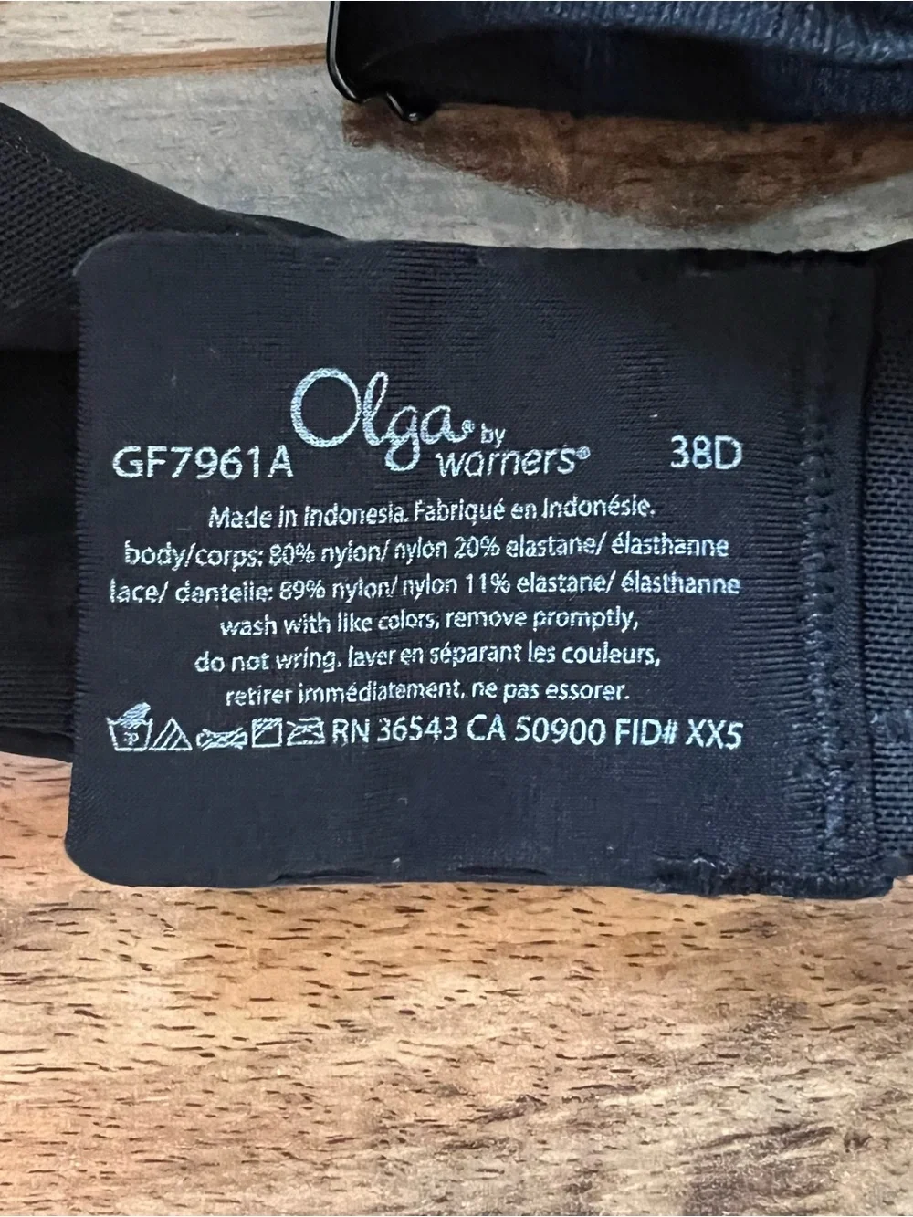 Olga Cloud 9 Bra 38D Black Lace Underwire Light Lift Super Soft Flexible Fit